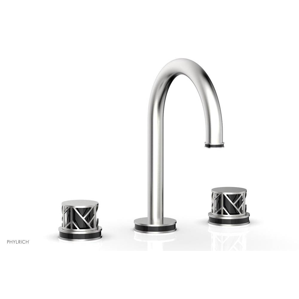 Phylrich - Burnished Gold Jolie Widespread Lavatory Faucet With Gooseneck Spout, Round Cutaway Handles, And Black Accents - 1.2GPM - Burnished Gold