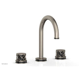 Phylrich - Satin Chrome Jolie Widespread Lavatory Faucet With Gooseneck Spout, Round Cutaway Handles, And Black Accents - 1.2GPM - Satin Chrome with Gloss Black