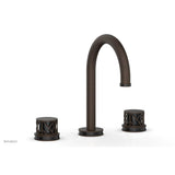 Phylrich - Antique Brass Jolie Widespread Lavatory Faucet With Gooseneck Spout, Round Cutaway Handles, And Black Accents - 1.2GPM - Antique Brass