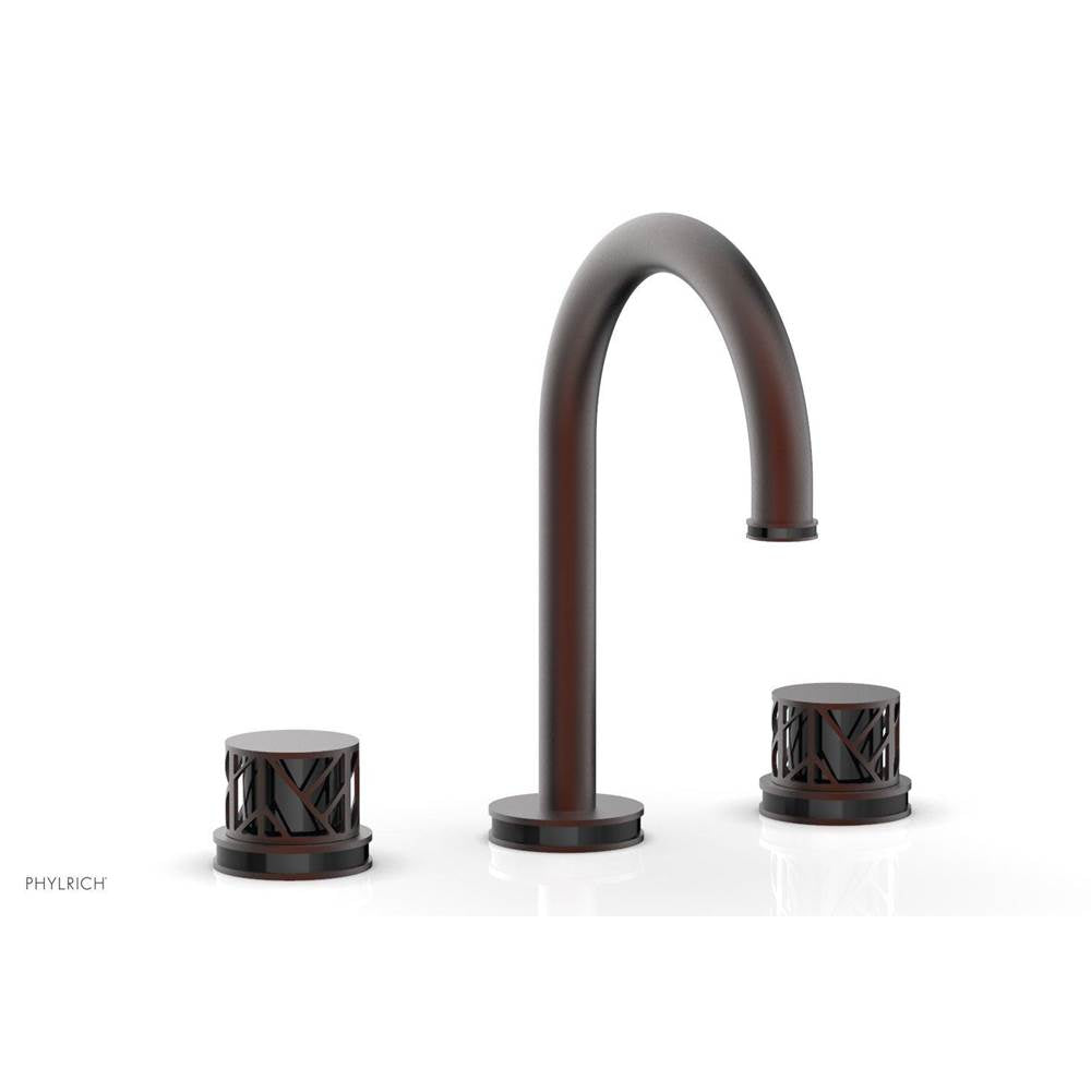 Phylrich - Oil Rubbed Bronze Jolie Widespread Lavatory Faucet With Gooseneck Spout, Round Cutaway Handles, And Black Accents - 1.2GPM - Oil Rubbed Bronze with Gloss Black