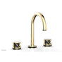 Phylrich - Polished Nickel Jolie Widespread Lavatory Faucet With Gooseneck Spout, Round Cutaway Handles, And Black Accents - 1.2GPM - Polished Nickel with Gloss Black