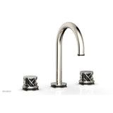 Phylrich - Satin Nickel Jolie Widespread Lavatory Faucet With Gooseneck Spout, Round Cutaway Handles, And Black Accents - 1.2GPM - Satin Nickel with Gloss Black