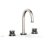 Phylrich - Satin Nickel Jolie Widespread Lavatory Faucet With Gooseneck Spout, Round Cutaway Handles, And Black Accents - 1.2GPM - Satin Nickel with Gloss Black