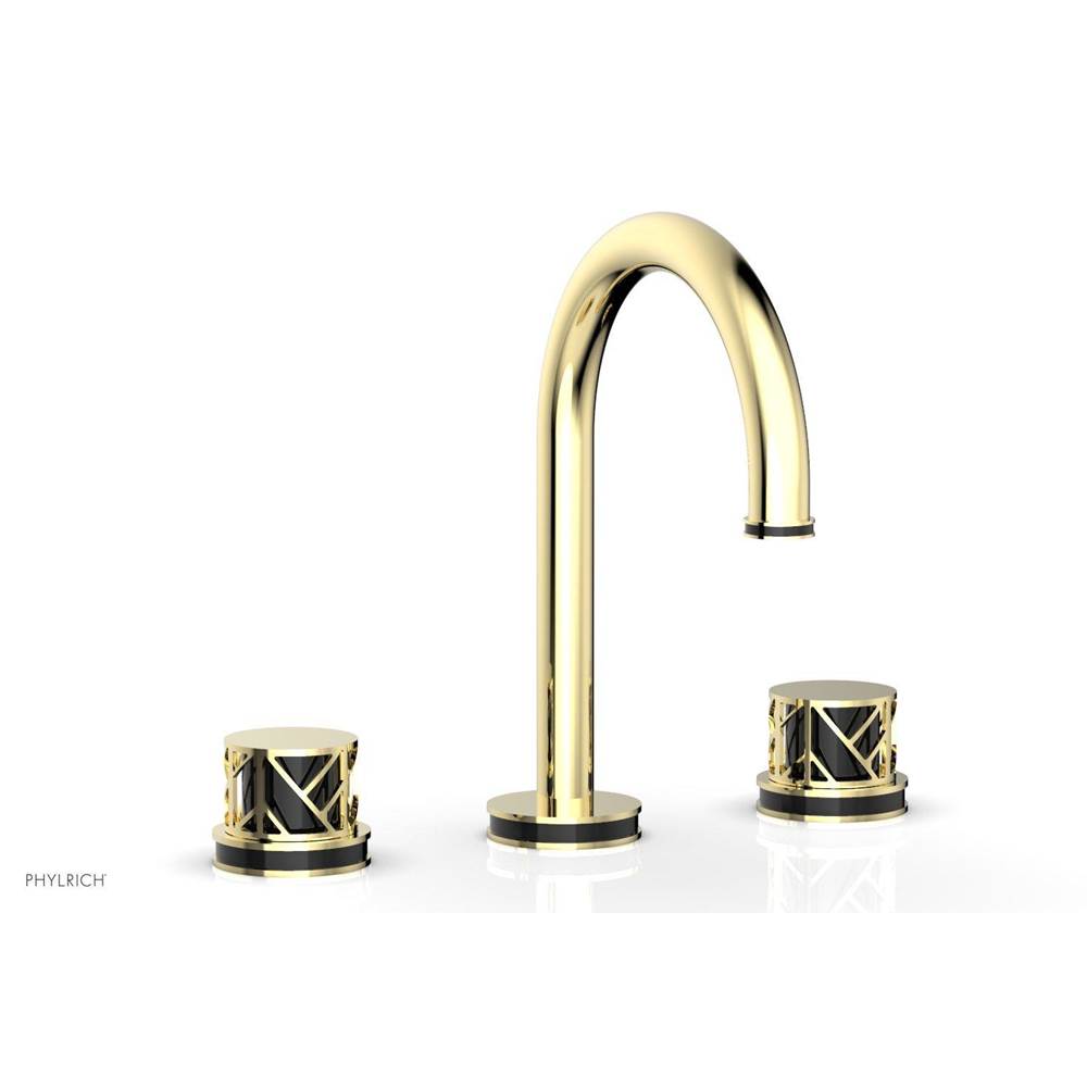 Phylrich - Polished Chrome Jolie Widespread Lavatory Faucet With Gooseneck Spout, Round Cutaway Handles, And Black Accents - 1.2GPM - Polished Chrome with Gloss Black