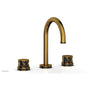 Phylrich - Polished Gold Jolie Widespread Lavatory Faucet With Gooseneck Spout, Round Cutaway Handles, And Black Accents - 1.2GPM - Polished Gold with Gloss Black