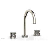 Phylrich - Polished Nickel Jolie Widespread Lavatory Faucet With Gooseneck Spout, Round Cutaway Handles, And Grey Accents - 1.2GPM - Polished Nickel with Grey