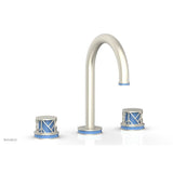 Phylrich - Pewter Jolie Widespread Lavatory Faucet With Gooseneck Spout, Round Cutaway Handles, And Light Blue Accents - 1.2GPM - Pewter with Light Blue