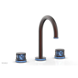 Phylrich - Oil Rubbed Bronze Jolie Widespread Lavatory Faucet With Gooseneck Spout, Round Cutaway Handles, And Light Blue Accents - 1.2GPM - Oil Rubbed Bronze with Light Blue