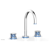 Phylrich - Polished Nickel Jolie Widespread Lavatory Faucet With Gooseneck Spout, Round Cutaway Handles, And Light Blue Accents - 1.2GPM - Polished Nickel with Light Blue