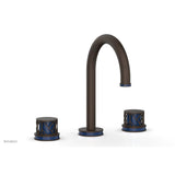 Phylrich - Antique Bronze Jolie Widespread Lavatory Faucet With Gooseneck Spout, Round Cutaway Handles, And Navy Blue Accents - 1.2GPM - Antique Bronze with Navy Blue