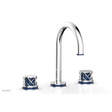 Phylrich - Satin Nickel Jolie Widespread Lavatory Faucet With Gooseneck Spout, Round Cutaway Handles, And Navy Blue Accents - 1.2GPM - Satin Nickel with Navy Blue