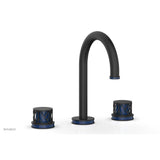 Phylrich - Matte Black Jolie Widespread Lavatory Faucet With Gooseneck Spout, Round Cutaway Handles, And Navy Blue Accents - 1.2GPM - Matte Black with Navy Blue