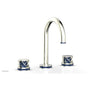 Phylrich - French Brass (Living Finish) Jolie Widespread Lavatory Faucet With Gooseneck Spout, Round Cutaway Handles, And Navy Blue Accents - 1.2GPM - French Brass