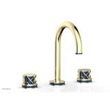 Phylrich - Polished Gold Jolie Widespread Lavatory Faucet With Gooseneck Spout, Round Cutaway Handles, And Navy Blue Accents - 1.2GPM - Polished Gold with Navy Blue