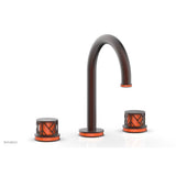 Phylrich - Oil Rubbed Bronze Jolie Widespread Lavatory Faucet With Gooseneck Spout, Round Cutaway Handles, And Orange Accents - 1.2GPM - Oil Rubbed Bronze with Orange