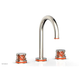 Phylrich - Satin Brass Jolie Widespread Lavatory Faucet With Gooseneck Spout, Round Cutaway Handles, And Orange Accents - 1.2GPM - Satin Brass with Orange