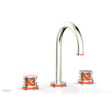 Phylrich - Satin Nickel Jolie Widespread Lavatory Faucet With Gooseneck Spout, Round Cutaway Handles, And Orange Accents - 1.2GPM - Satin Nickel with Orange