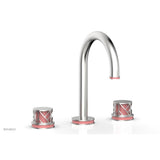 Phylrich - Burnished Nickel Jolie Widespread Lavatory Faucet With Gooseneck Spout, Round Cutaway Handles, And Pink Accents - 1.2GPM - Burnished Nickel with Pink