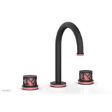 Phylrich - Polished Gold Jolie Widespread Lavatory Faucet With Gooseneck Spout, Round Cutaway Handles, And Pink Accents - 1.2GPM - Polished Gold with Pink