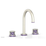 Phylrich - Satin Brass Jolie Widespread Lavatory Faucet With Gooseneck Spout, Round Cutaway Handles, And Purple Accents - 1.2GPM - Satin Brass with Purple