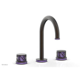 Phylrich - Antique Bronze Jolie Widespread Lavatory Faucet With Gooseneck Spout, Round Cutaway Handles, And Purple Accents - 1.2GPM - Antique Bronze with Purple