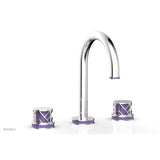 Phylrich - Polished Nickel Jolie Widespread Lavatory Faucet With Gooseneck Spout, Round Cutaway Handles, And Purple Accents - 1.2GPM - Polished Nickel with Purple