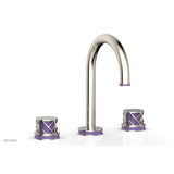 Phylrich - Polished Chrome Jolie Widespread Lavatory Faucet With Gooseneck Spout, Round Cutaway Handles, And Purple Accents - 1.2GPM - Polished Chrome with Purple
