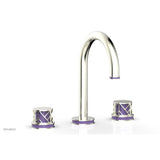 Phylrich - Polished Brass Jolie Widespread Lavatory Faucet With Gooseneck Spout, Round Cutaway Handles, And Purple Accents - 1.2GPM - Polished Brass with Purple