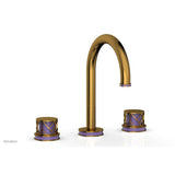 Phylrich - Polished Gold Jolie Widespread Lavatory Faucet With Gooseneck Spout, Round Cutaway Handles, And Purple Accents - 1.2GPM - Polished Gold with Purple