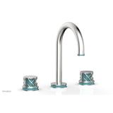 Phylrich - Pewter Jolie Widespread Lavatory Faucet With Gooseneck Spout, Round Cutaway Handles, And Turquoise Accents - 1.2GPM - Pewter with Turquoise
