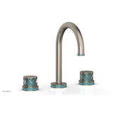 Phylrich - Burnished Nickel Jolie Widespread Lavatory Faucet With Gooseneck Spout, Round Cutaway Handles, And Turquoise Accents - 1.2GPM - Burnished Nickel with Turquoise