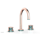 Phylrich - Satin White Jolie Widespread Lavatory Faucet With Gooseneck Spout, Round Cutaway Handles, And Turquoise Accents - 1.2GPM - Satin White