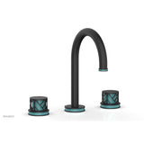 Phylrich - Polished Brass Jolie Widespread Lavatory Faucet With Gooseneck Spout, Round Cutaway Handles, And Turquoise Accents - 1.2GPM - Polished Brass with Turquoise