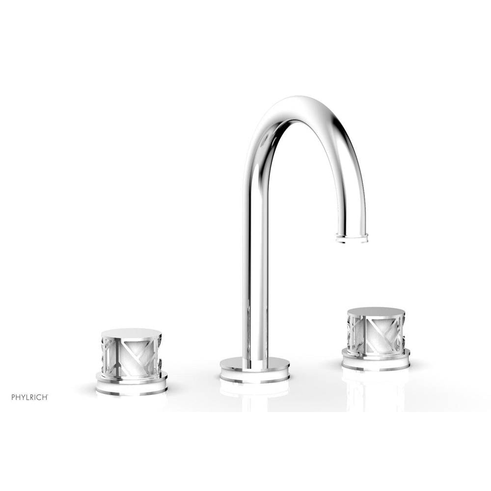 Phylrich - Matte Black Jolie Widespread Lavatory Faucet With Gooseneck Spout, Round Cutaway Handles, And Gloss White Accents - 1.2GPM - Matte Black