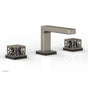 Phylrich - Pewter Jolie Widespread Lavatory Faucet With Rectangular Low Spout, Square Cutaway Handles, And Black Accents - 1.2GPM - Pewter with Gloss Black