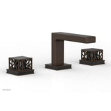 Phylrich - Antique Bronze Jolie Widespread Lavatory Faucet With Rectangular Low Spout, Square Cutaway Handles, And Black Accents - 1.2GPM - Antique Bronze with Gloss Black