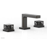 Phylrich - Oil Rubbed Bronze Jolie Widespread Lavatory Faucet With Rectangular Low Spout, Square Cutaway Handles, And Black Accents - 1.2GPM - Oil Rubbed Bronze with Gloss Black