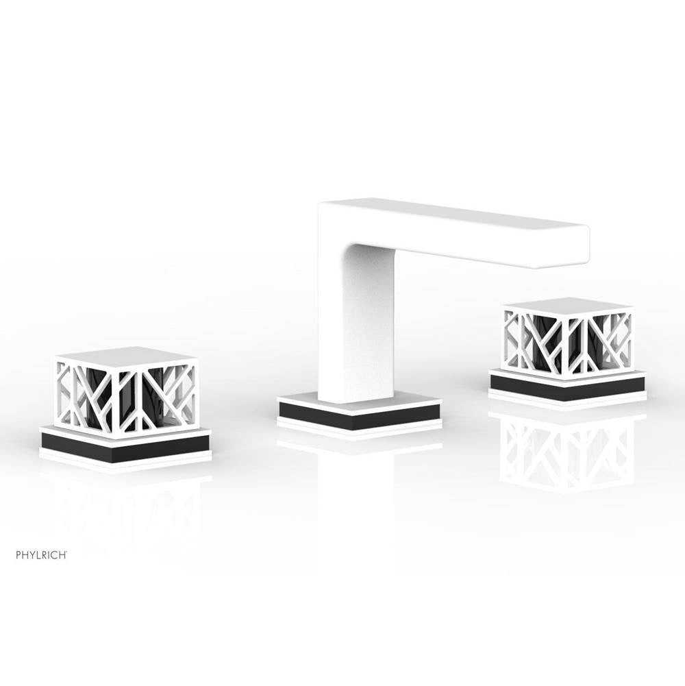 Phylrich - Satin White Jolie Widespread Lavatory Faucet With Rectangular Low Spout, Square Cutaway Handles, And Black Accents - 1.2GPM - Satin White