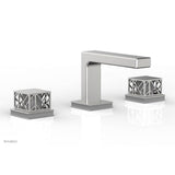 Phylrich - Polished Brass Uncoated (Living Finish) Jolie Widespread Lavatory Faucet With Rectangular Low Spout, Square Cutaway Handles, And Grey Accents - 1.2GPM - Polished Brass Uncoated with Grey
