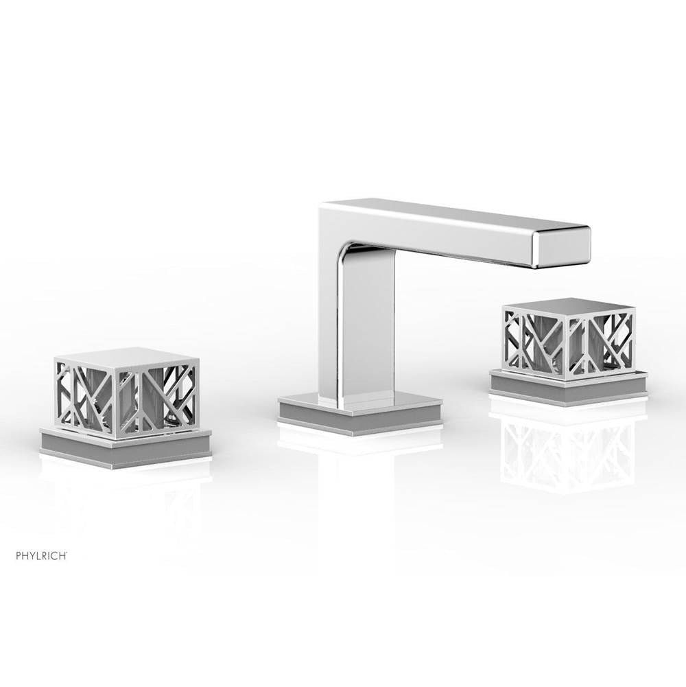 Phylrich - Polished Chrome Jolie Widespread Lavatory Faucet With Rectangular Low Spout, Square Cutaway Handles, And Grey Accents - 1.2GPM - Polished Chrome with Grey