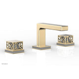 Phylrich - Polished Gold Jolie Widespread Lavatory Faucet With Rectangular Low Spout, Square Cutaway Handles, And Grey Accents - 1.2GPM - Polished Gold with Grey