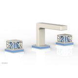 Phylrich - Burnished Nickel Jolie Widespread Lavatory Faucet With Rectangular Low Spout, Square Cutaway Handles, And Light Blue Accents - 1.2GPM - Burnished Nickel with Light Blue
