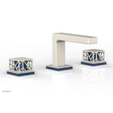 Phylrich - Burnished Nickel Jolie Widespread Lavatory Faucet With Rectangular Low Spout, Square Cutaway Handles, And Navy Blue Accents - 1.2GPM - Burnished Nickel with Navy Blue