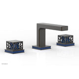 Phylrich - Oil Rubbed Bronze Jolie Widespread Lavatory Faucet With Rectangular Low Spout, Square Cutaway Handles, And Navy Blue Accents - 1.2GPM - Oil Rubbed Bronze with Navy Blue