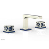 Phylrich - Polished Brass Jolie Widespread Lavatory Faucet With Rectangular Low Spout, Square Cutaway Handles, And Navy Blue Accents - 1.2GPM - Polished Brass with Navy Blue