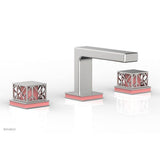 Phylrich - Pewter Jolie Widespread Lavatory Faucet With Rectangular Low Spout, Square Cutaway Handles, And Pink Accents - 1.2GPM - Pewter with Pink