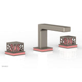 Phylrich - Polished Nickel Jolie Widespread Lavatory Faucet With Rectangular Low Spout, Square Cutaway Handles, And Pink Accents - 1.2GPM - Polished Nickel with Pink