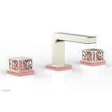 Phylrich - Polished Brass Jolie Widespread Lavatory Faucet With Rectangular Low Spout, Square Cutaway Handles, And Pink Accents - 1.2GPM - Polished Brass with Pink