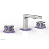 Phylrich - Burnished Nickel Jolie Widespread Lavatory Faucet With Rectangular Low Spout, Square Cutaway Handles, And Purple Accents - 1.2GPM - Burnished Nickel with Purple