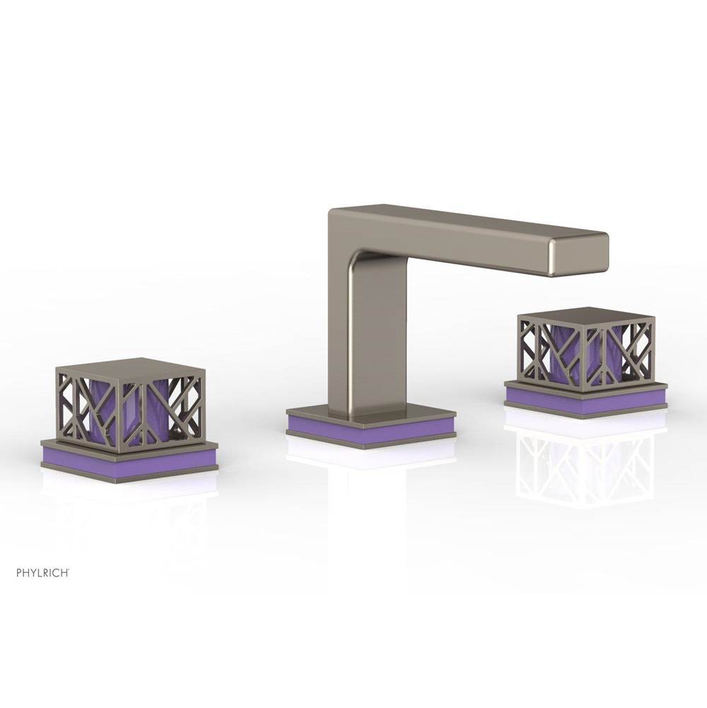 Phylrich - Polished Brass Uncoated (Living Finish) Jolie Widespread Lavatory Faucet With Rectangular Low Spout - Polished Brass Uncoated with Purple
